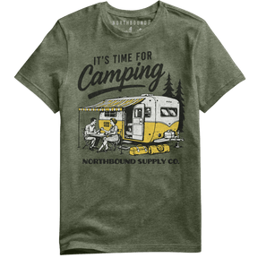 Northbound Men's It's Time For Camping T-Shirt - Military Green