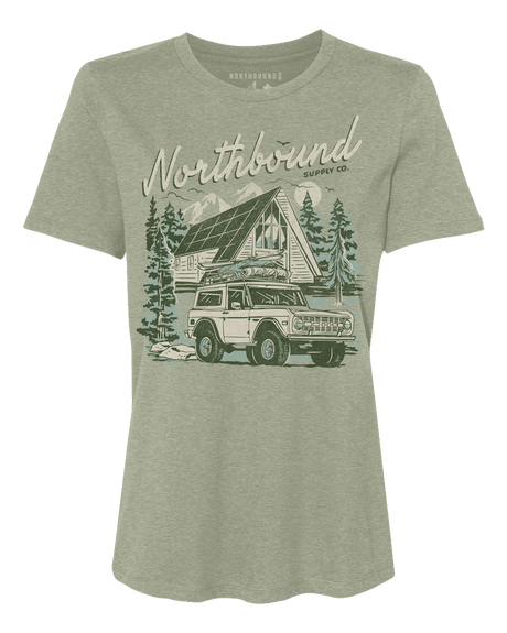 Northbound Women's Cabin T-Shirt - Olive Heather
