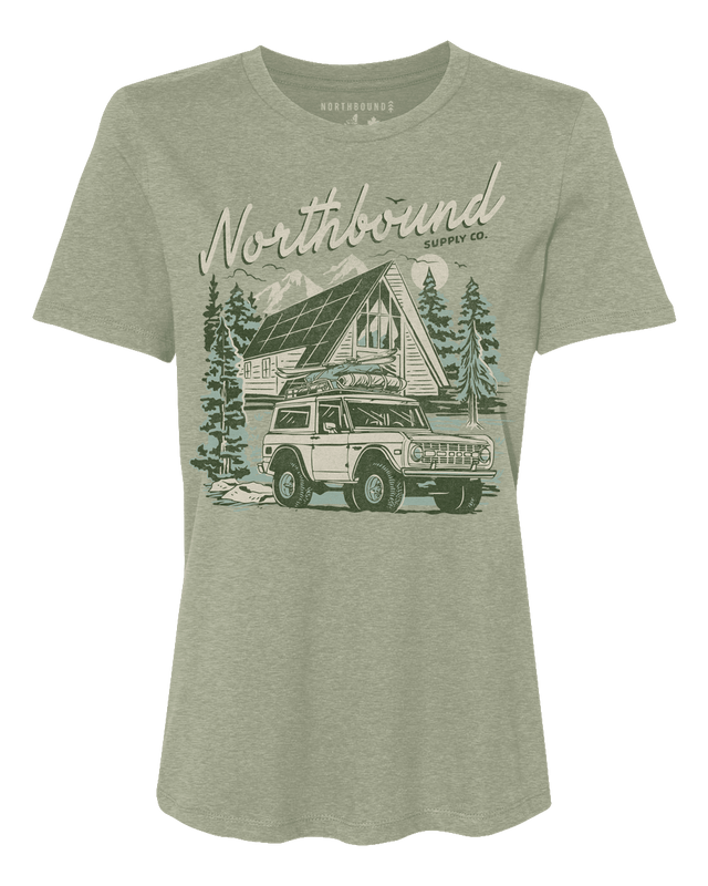 Northbound Women's Cabin T-Shirt - Olive Heather