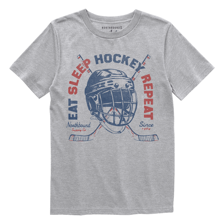 Northbound Youth Boys Eat Sleep Hockey T-Shirt - Grey Heather