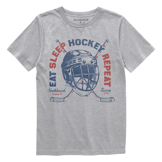 Northbound Youth Boys Eat Sleep Hockey T-Shirt - Grey Heather