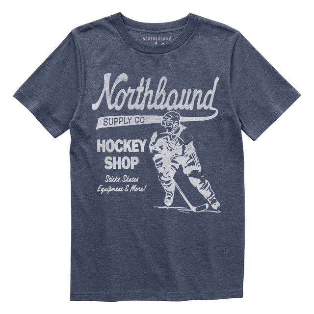 Northbound Youth Boys Hockey Shop T-Shirt - Navy Heather