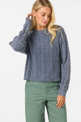 O'Neill Women's OG Misha Cable Knit Sweater - Nightshadow Blue