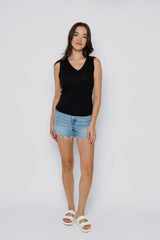Orb Women's Joelle Textured V-Neck Tank - A&M Clothing & Shoes