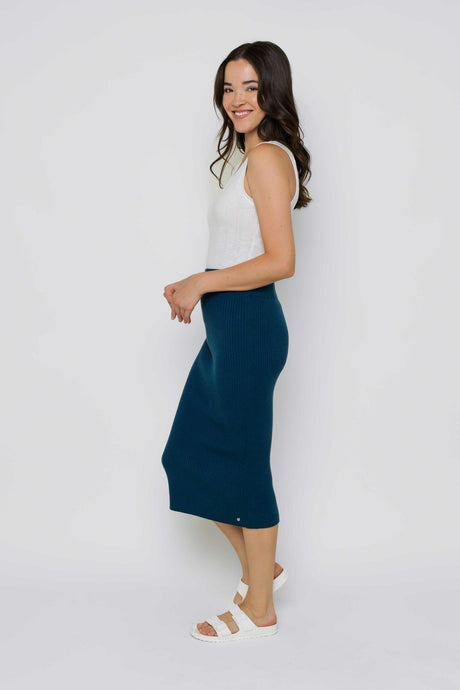 Orb Women's Lynne Rib Knit Midi Skirt - Cerulean