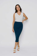 Orb Women's Lynne Rib Knit Midi Skirt - Cerulean