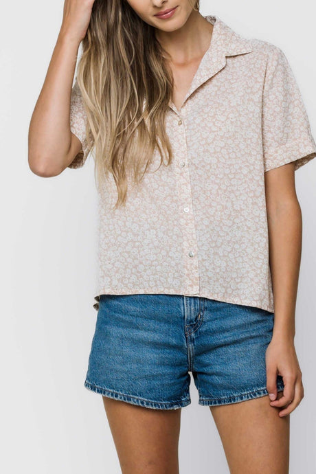 Orb Women's Nina Roll Cuff SS Shirt - Floral