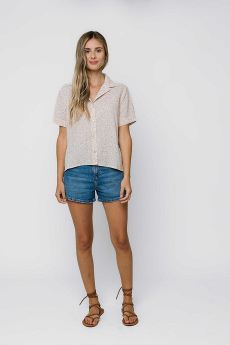 Orb Women's Nina Roll Cuff SS Shirt - Floral