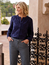 Tribal Women's Long Sleeve Button Front Blouse