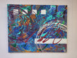 Pamela Carnegie Art 16x20 Teal & Blue & Orange Abstract - A&M Clothing & Shoes
