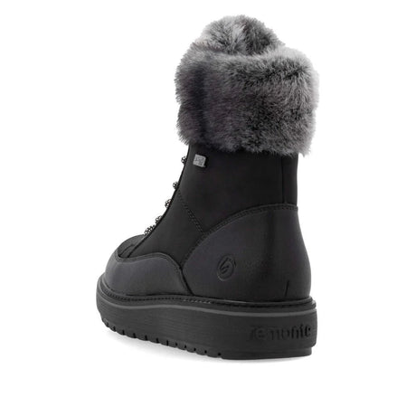 Remonte Women's Lace-Up Zip Mid Height Boots - Black/Anthracite