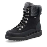 Remonte Women's Lace-Up Zip Mid Height Boots - Black/Anthracite