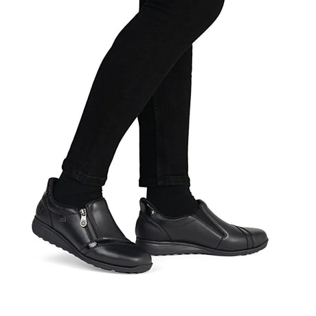 Rieker Women's Donna Zip Shoes - Black