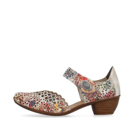 Rieker Women's Rene Cutout Heels - Beige Multi