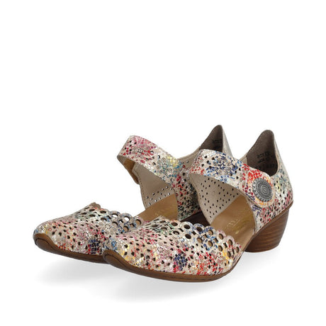 Rieker Women's Rene Cutout Heels - Beige Multi