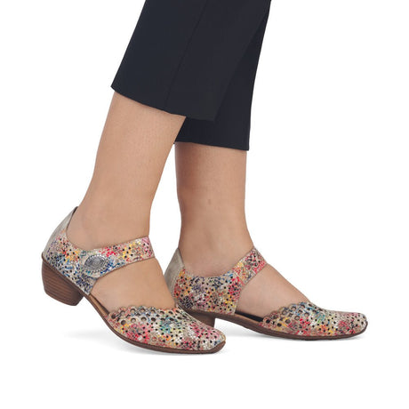 Rieker Women's Rene Cutout Heels - Beige Multi