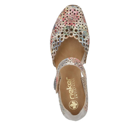 Rieker Women's Rene Cutout Heels - Beige Multi