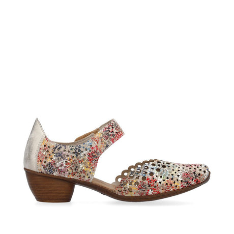 Rieker Women's Rene Cutout Heels - Beige Multi