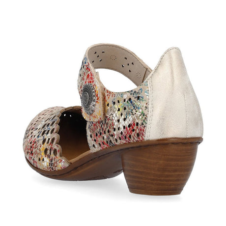 Rieker Women's Rene Cutout Heels - Beige Multi