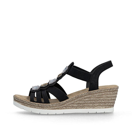 Rieker Women's Wedge Sandals - Black