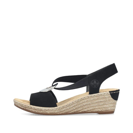 Rieker Women's Wedge Sandals - Black