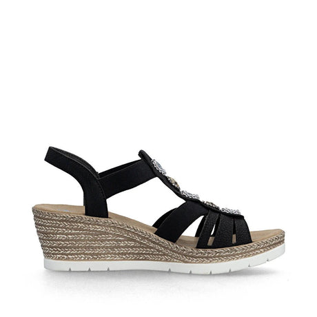 Rieker Women's Wedge Sandals - Black