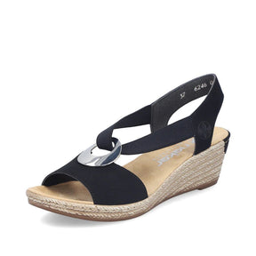 Rieker Women's Wedge Sandals - Black