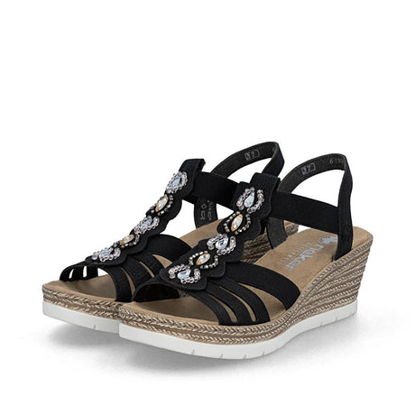 Rieker Women's Wedge Sandals - Black