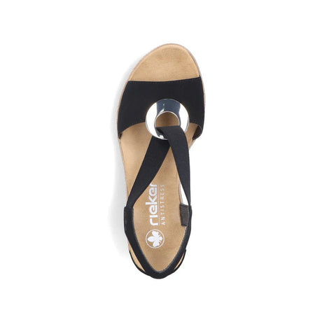 Rieker Women's Wedge Sandals - Black
