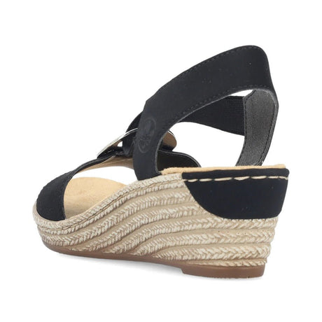 Rieker Women's Wedge Sandals - Black