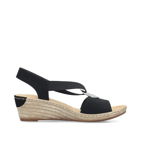 Rieker Women's Wedge Sandals - Black