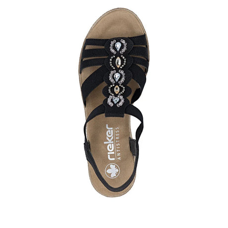 Rieker Women's Wedge Sandals - Black