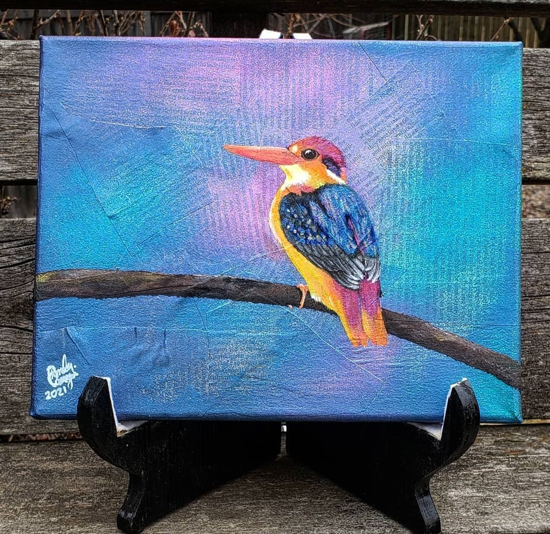 Pamela Carnegie Art 8x10 Oriental Dwarf King Fisher