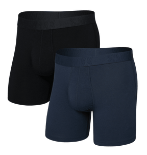Saxx Men's Droptemp Cooling Cotton Boxer Brief Fly 2PK - Dark Ink/Black