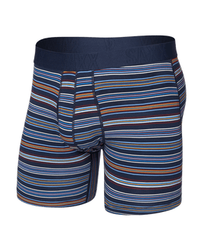 Saxx Men's Droptemp Cooling Cotton Boxer Brief Fly - Vivid Stripe-Maritime