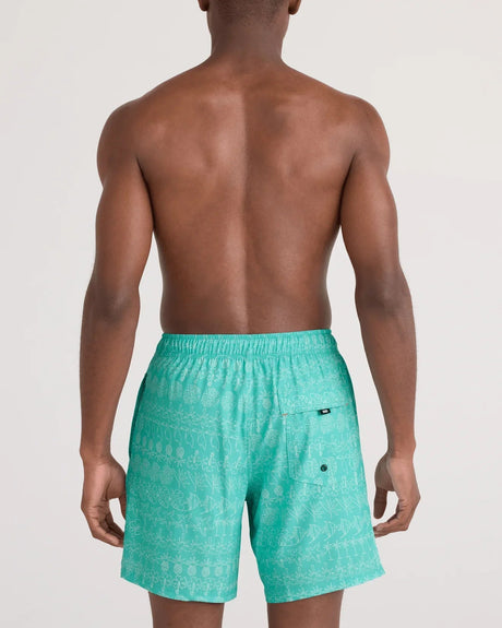 Saxx Men's Oh Buoy 2N1 Volley 7in - Island Lineup-Surf Blue