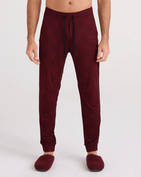 Saxx Men's Snooze Pant - Plaid/Cabernet