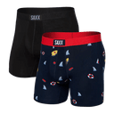 Saxx Men's Vibe Boxer Brief 2 Pack - Dangerous Waters Black