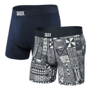 Saxx Men's Vibe Boxer Brief 2 Pack - Beachy Woodblocks Navy