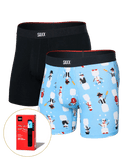Saxx Men's Vibe Xtra Boxer Brief Fly 2PK - Frosty the Gamer/Black