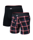 Saxx Men's Vibe Xtra Soft Comfort Boxer Brief Fly 2PK - Confection Plaid/Black