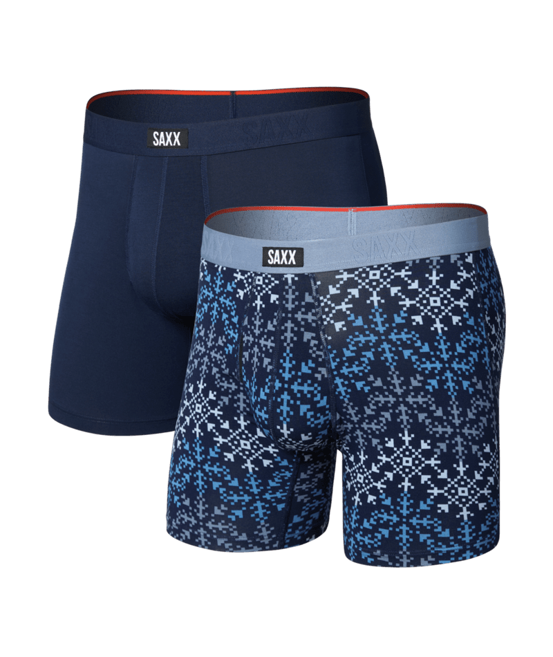 Saxx Men's Vibe Xtra Soft Comfort Boxer Brief Fly 2PK - Snowflake Chevron/Maritime