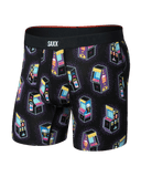 Saxx Men's Vibe Xtra Soft Comfort Boxer Brief Fly - Beercade-Black