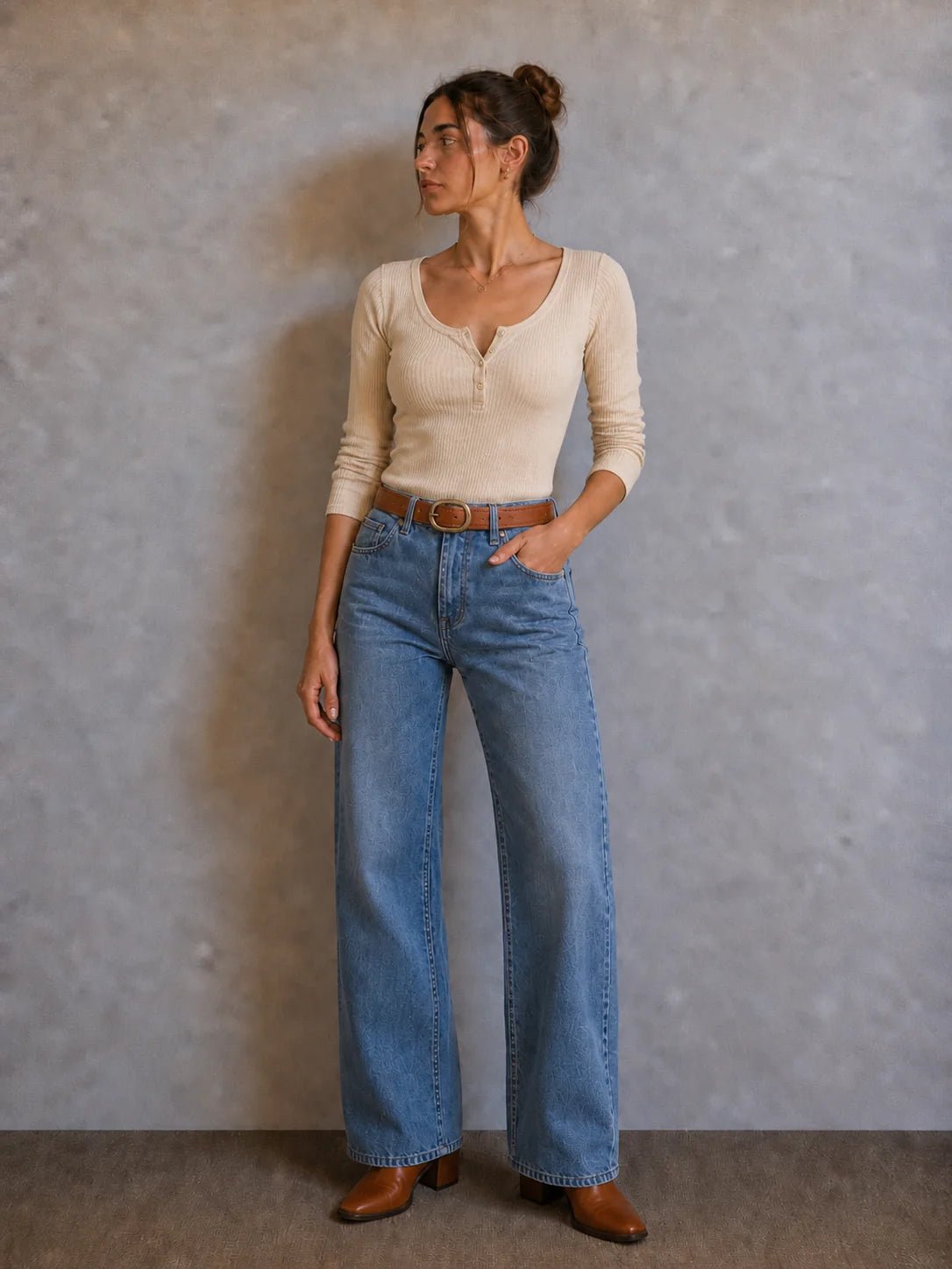 Silver Jeans Women's 30MM Edge Embossed Belt - Dark Tan