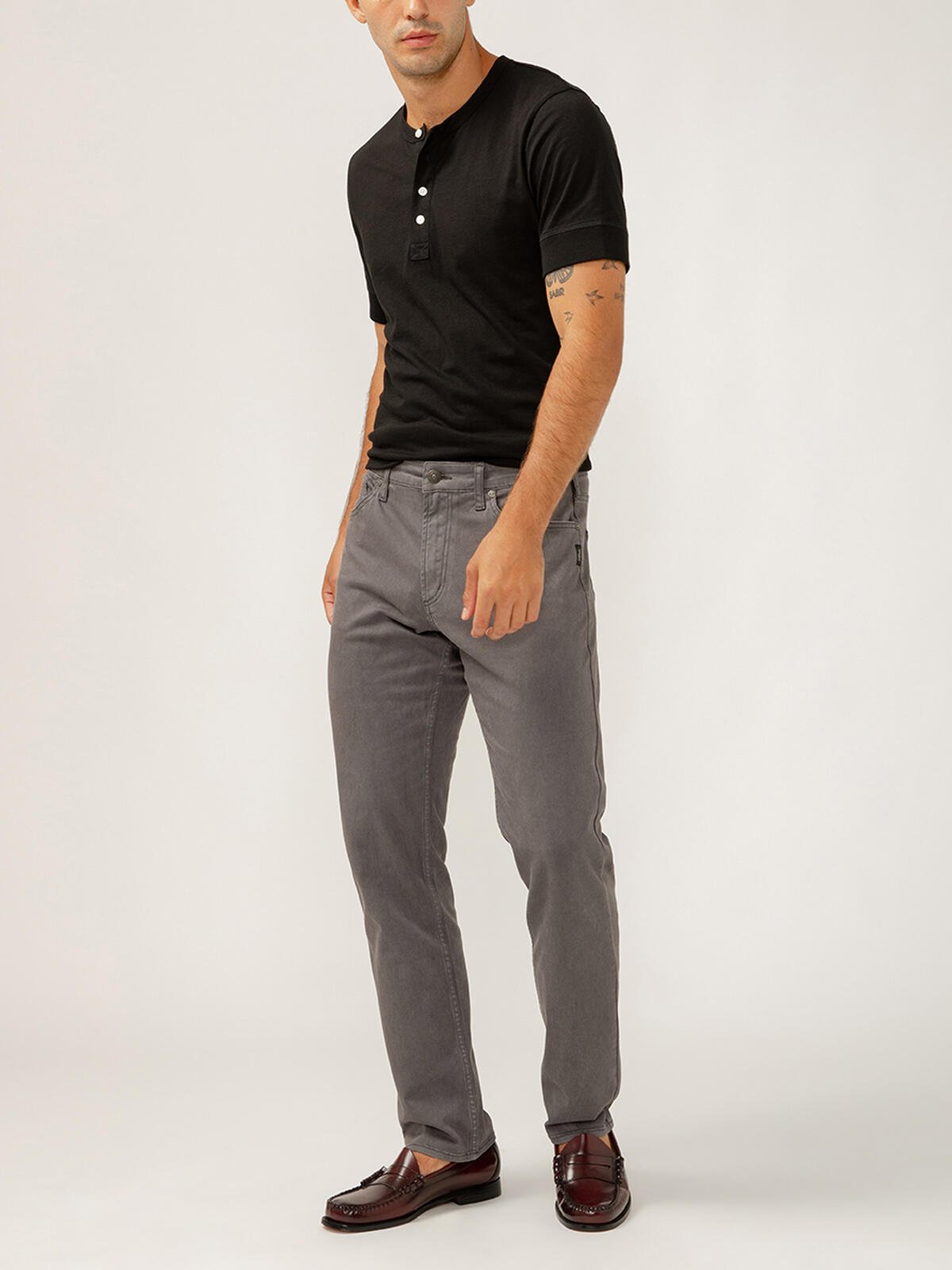 Silver Men's Machray Athletic Fit Straight Leg Coloured Jeans - A&M Clothing & Shoes