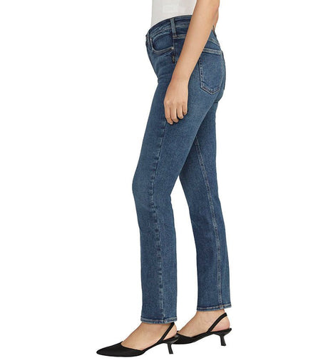 Silver Women's Infinite Fit Mid Rise Straight Jeans - Indigo