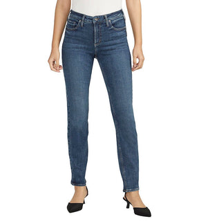 Silver Women's Infinite Fit Mid Rise Straight Jeans - Indigo