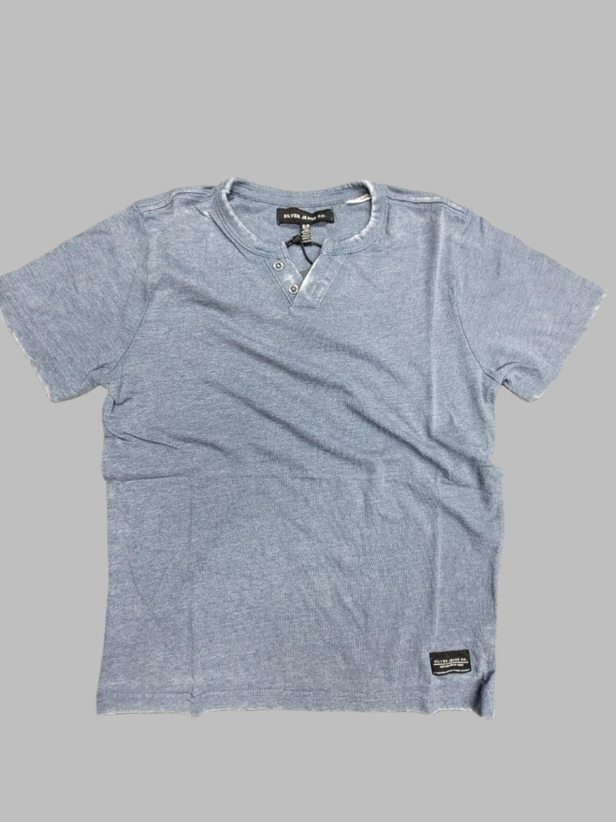 Silver Youth Boys Acid Wash Henley Tee - A&M Clothing & Shoes - Westlock