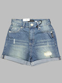 Silver Youth Girls Lacy Denim Shorts - Denim