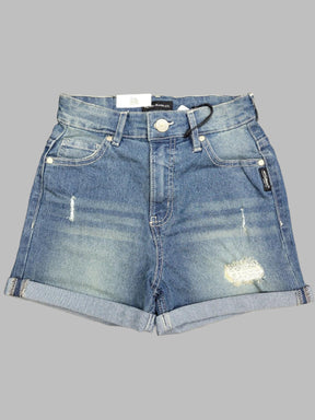 Silver Youth Girls Lacy Denim Shorts - Denim